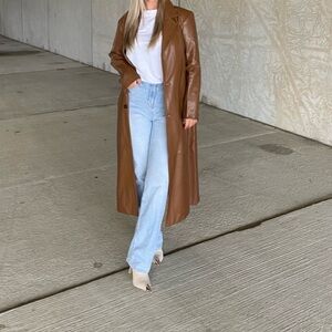 Brown Leather Trench Coat